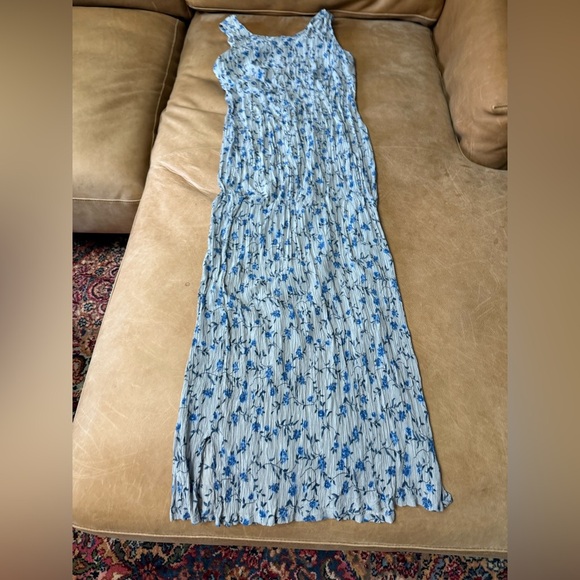 Vintage Imagio Gray And Blue Floral Midi Dress Cottagecore Country Whimsy Sz 14 - Picture 2 of 7